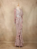 Onion Pink Sequins Embellished Design Satin Ready To Wear Ruffle Saree