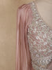 Onion Pink Sequins Embellished Design Satin Ready To Wear Ruffle Saree