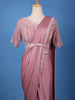 Onion Pink Sequins Embellished Satin Ready To Wear Saree - Diadem