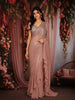 Onion Pink Sequins and Beads Embroidered Design Georgette Ready To Wear Saree with Designer Blouse