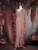 Onion Pink Sequins and Beads Embroidered Design Georgette Ready To Wear Saree with Designer Blouse