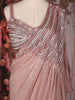 Onion Pink Sequins and Beads Embroidered Design Georgette Ready To Wear Saree with Designer Blouse