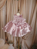 Onion Pink Sequins and Beads Embroidered Design Tissue Organza Kids Party Frock With 3D Floral Appliqué