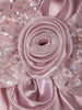 Onion Pink Sequins and Beads Embroidered Design Tissue Organza Kids Party Frock With 3D Floral Appliqué