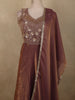 Onion Pink Sequins and Zardozi Embroidered Design Organza Gown with Dupatta