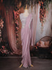 Onion Pink Solid Design Georgette Ready To Wear Saree with Beaded Blouse