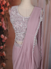 Onion Pink Solid Design Georgette Ready To Wear Saree with Beaded Blouse