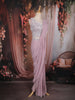 Onion Pink Solid Design Georgette Ready To Wear Saree with Beaded Blouse