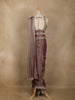 Onion Pink Solid Design Semi Organza Ready To Wear Saree