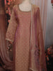 Onion Pink Stone Embellished Design Tissue Silk Straight Cut Salwar Suit with Dupatta