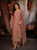 Onion Pink Stone Embellished Design Tissue Silk Straight Cut Salwar Suit with Dupatta