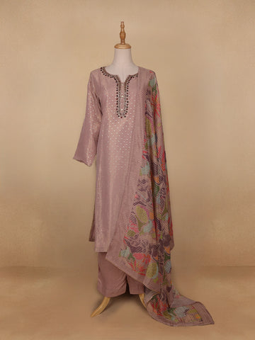 Onion Pink Dotted Design Tissue Silk Salwar Suit - Diadem