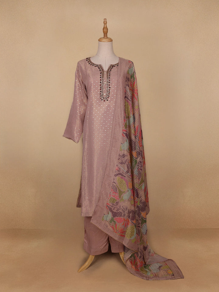 Onion Pink Dotted Design Tissue Silk Salwar Suit - Diadem