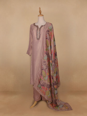 Onion Pink Dotted Design Tissue Silk Salwar Suit - Diadem