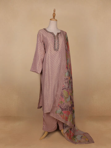 Onion Pink Dotted Design Tissue Silk Salwar Suit - Diadem