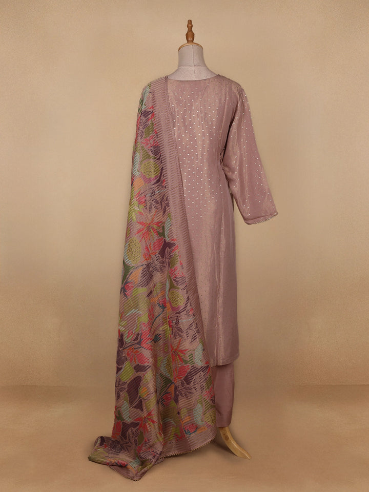 Onion Pink Dotted Design Tissue Silk Salwar Suit - Diadem