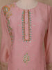 Onion Pink Floral Design Organza Salwar Suit - Diadem
