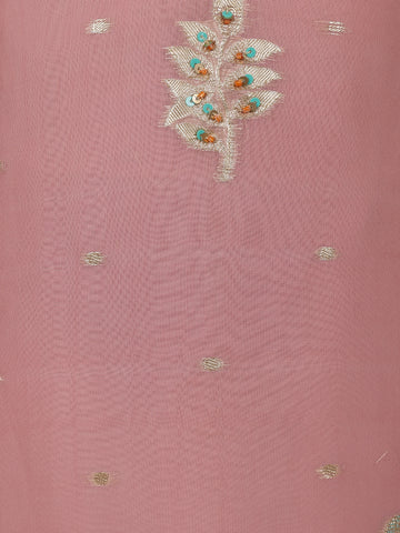 Onion Pink Floral Design Organza Salwar Suit - Diadem