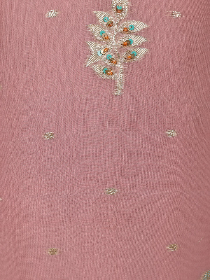 Onion Pink Floral Design Organza Salwar Suit - Diadem