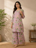 Onion Pink Floral Designed Cotton Salwar Suit