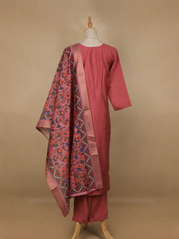 Onion Pink Floral Designed Cotton Salwar Suit - Diadem