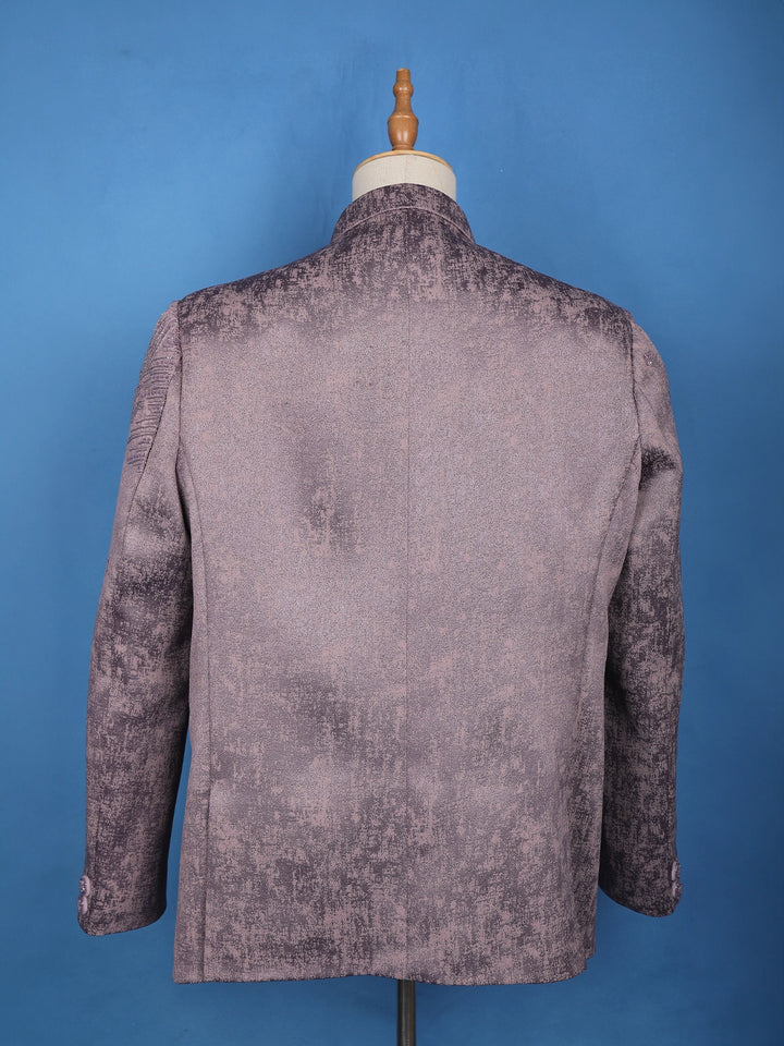 Onion Pink Floral Designed Jodhpuri Men's Suit - Diadem