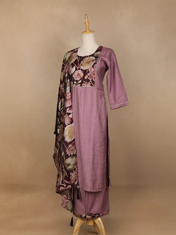 Onion Pink Floral Designed Salwar Suit - Diadem