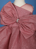 Onion Pink Glitter One-Shoulder Big Bow Net Frock - Diadem