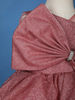 Onion Pink Glitter One-Shoulder Big Bow Net Frock - Diadem