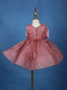 Onion Pink Glitter One-Shoulder Big Bow Net Frock - Diadem