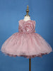 Onion Pink Glitter One-Shoulder Party Net Frock with Oversized Bow - Diadem