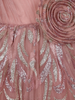 Onion Pink One-Shoulder Glitter Frock with 3D Spiral Rosettes - Diadem
