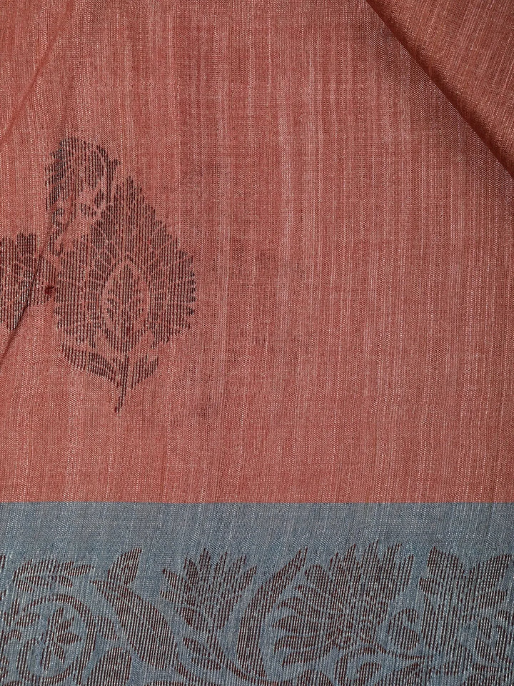 Onion Pink Semi Tussar Silk Floral Designed Saree - Diadem
