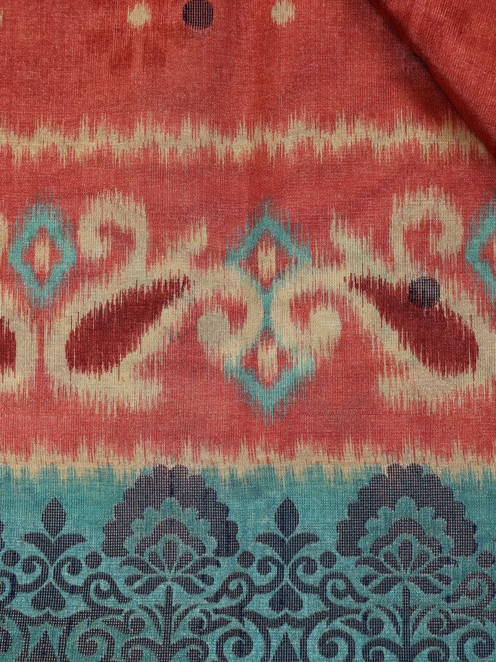 Onion Pink Semi Tussar Silk Saree with Floral & Paisley Design - Diadem