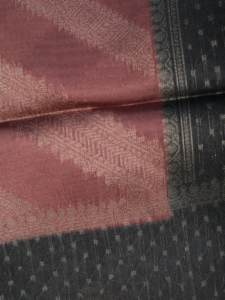 Onion Pink Stripes Zari Woven Tissue Silk Saree - Diadem