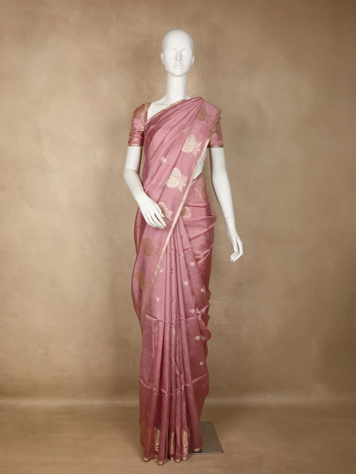 Onion pink Floral Designed Semi Silk Fancy Saree - Diadem