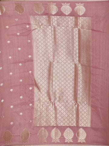 Onion pink Floral Designed Semi Silk Fancy Saree - Diadem