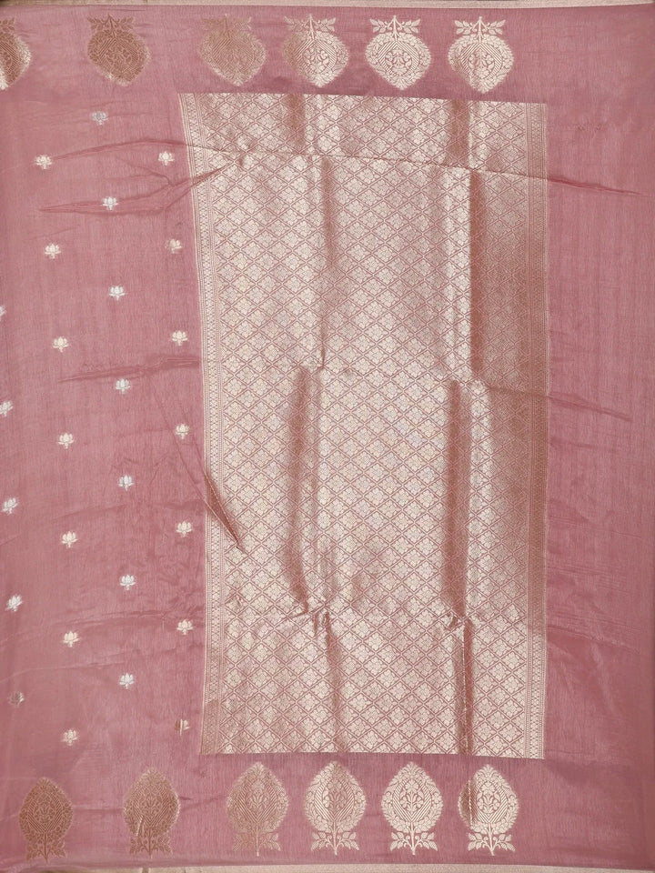 Onion pink Floral Designed Semi Silk Fancy Saree - Diadem