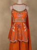 Orange Beads Embroidered Design Semi Tissue Peplum Palazzo Suit