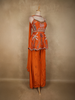 Orange Beads Embroidered Design Semi Tissue Peplum Palazzo Suit