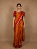 Orange Bird Designed Silk Saree