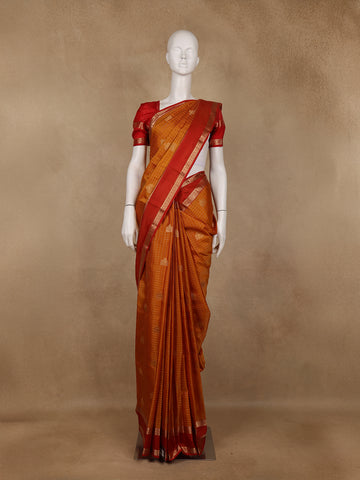 Orange Bird Designed Silk Saree - Diadem