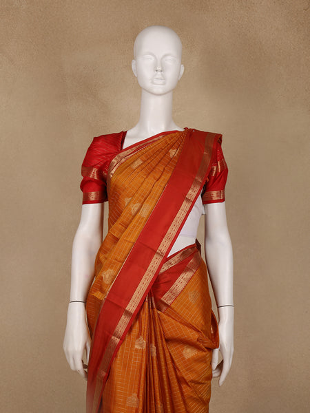 Orange Bird Designed Silk Saree - Diadem