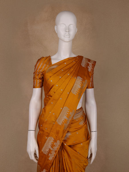 Mustard Butta Design Tussar Silk Saree - Diadem