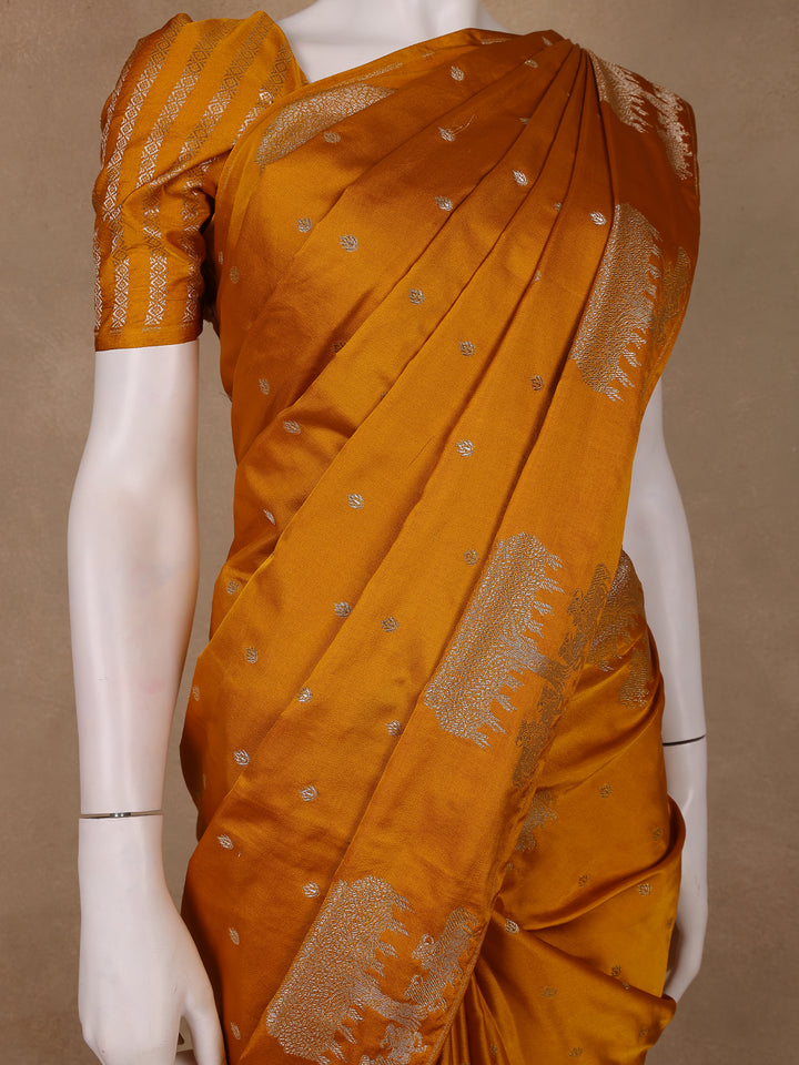 Mustard Butta Design Tussar Silk Saree - Diadem