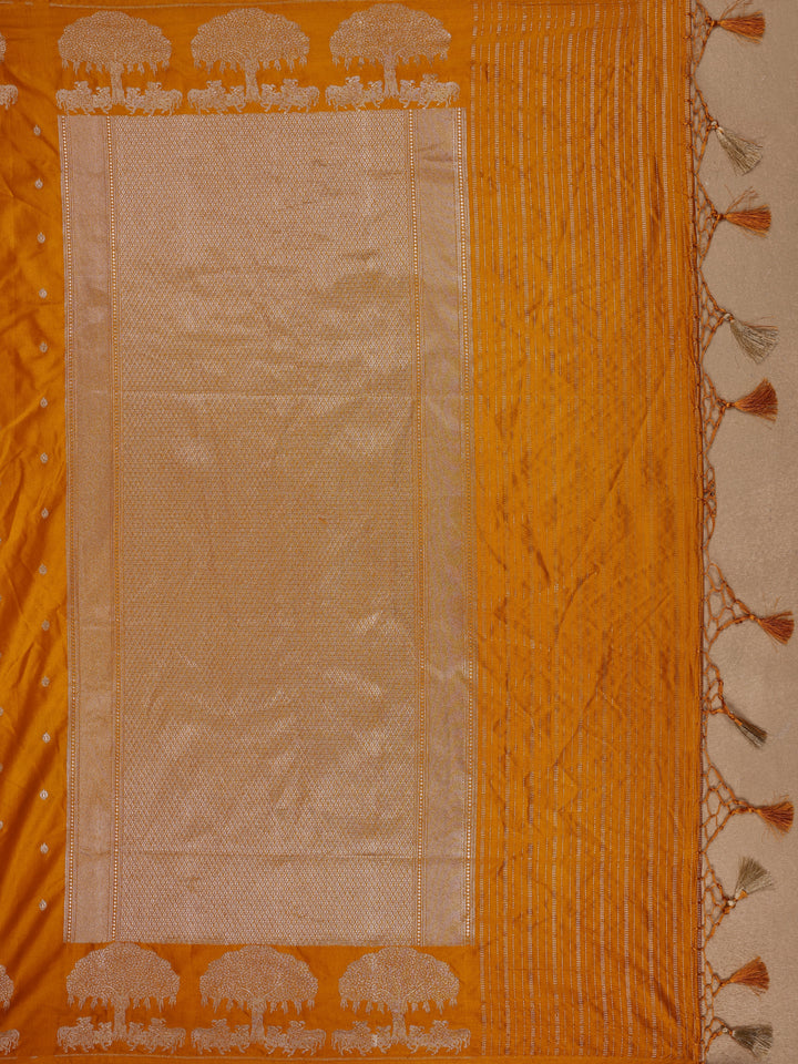 Mustard Butta Design Tussar Silk Saree - Diadem