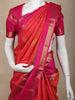 Orange Butta Woven Design Pure Kanchipuram Silk Saree with Contrast Zari Woven Border