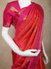 Orange Butta Woven Design Pure Kanchipuram Silk Saree with Contrast Zari Woven Border