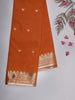 Orange Butta Woven Design Soft Silk Saree with Silver Zari Floral Border