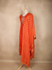 Orange Butta Zari Woven Design Banarasi Silk Straight Cut Salwar Suit with Dupatta